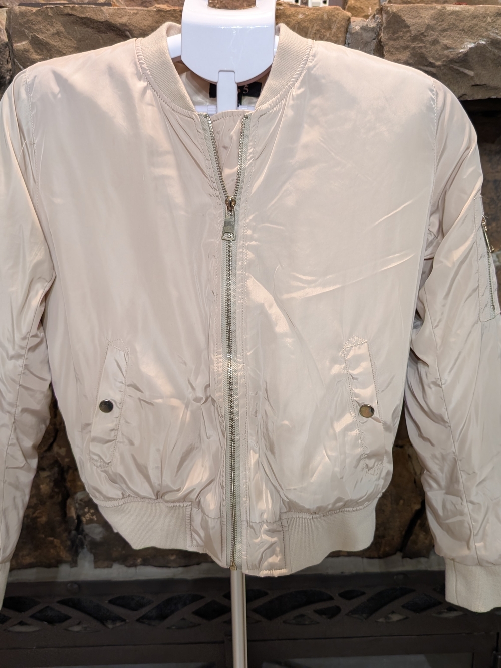 Light Beige Bomber Jacket, 36.5 Brand Size M